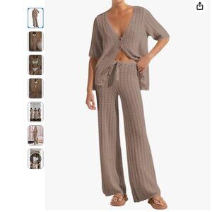 SUMMER CROTCHET BEACH COVER UP 2 PIECE SET | MOCHA | SIZE SMALL